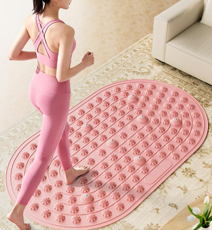 BUYUER TPE Liquid Silicone Acupressure Mat – Slow Running Foot Massage Mat for Indoor Running, Meridian & Reflexology Stimulation, Non-Slip, Soft & Resilient, with Magnetic Therapy, Multiple Sizes & Colors