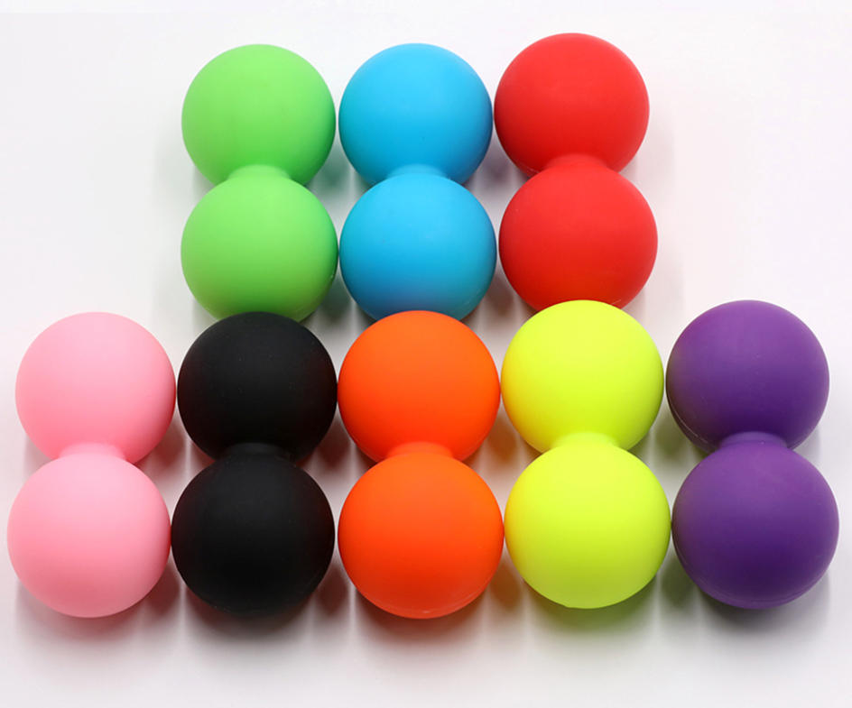 Food-Grade Silicone Peanut Massage Ball for Yoga Fascial Relaxation, Double-Connected Muscle Release Tool for Neck Back Feet Cervical Spine, Custom Color Available (12+ Colors) BUYUER Brand