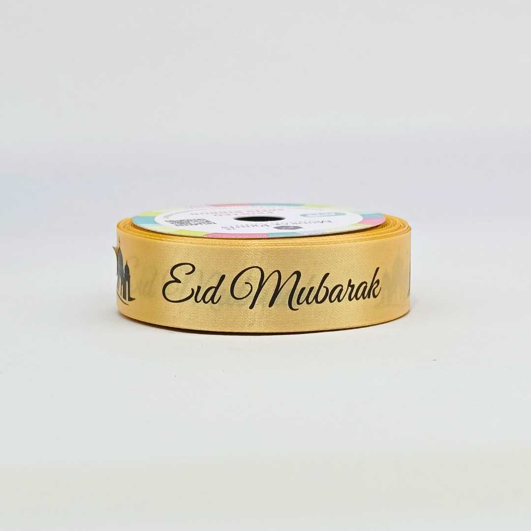 Golden Eid Mubarak Satin Ribbon Roll