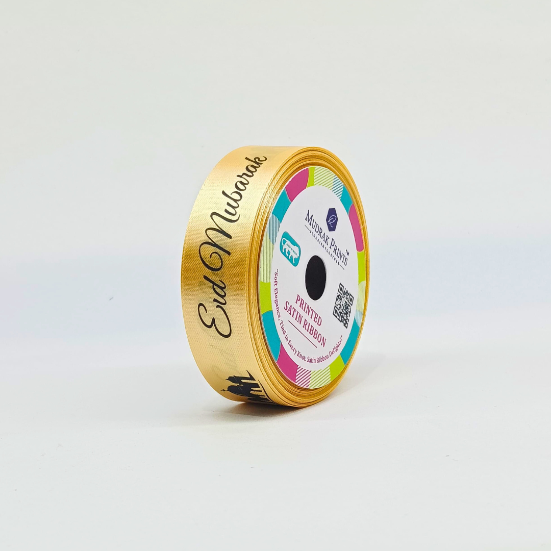 Golden Eid Mubarak Satin Ribbon Roll