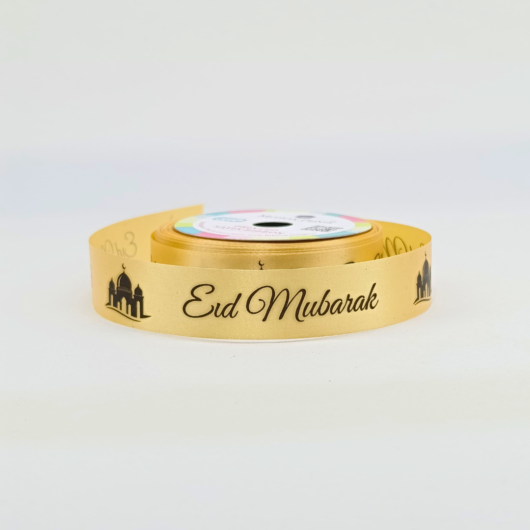 Golden Eid Mubarak Satin Ribbon Roll