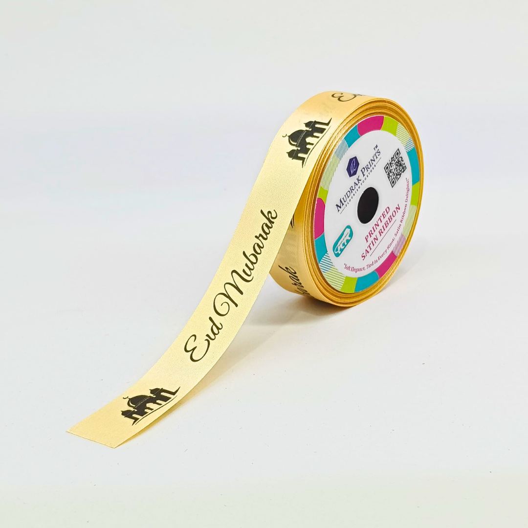 Golden Eid Mubarak Satin Ribbon Roll