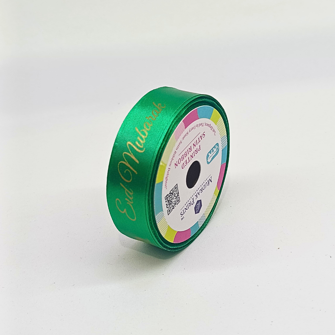 Green Eid Mubarak Satin Ribbon Roll