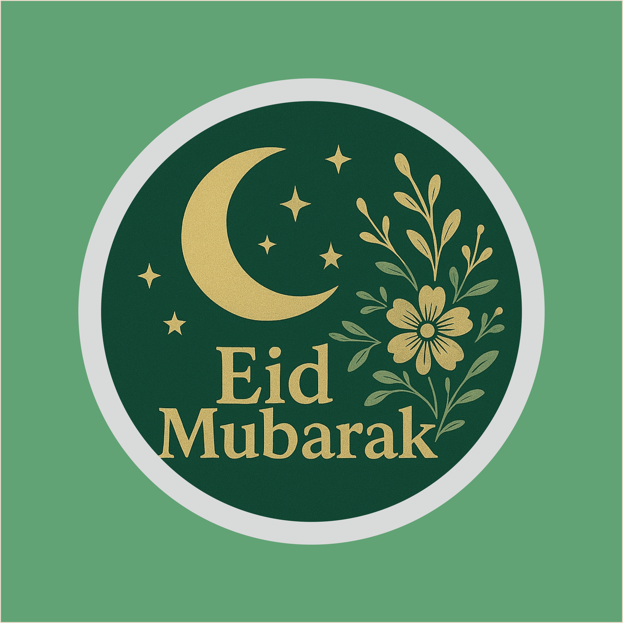 Eid Mubarak Mosque Silhouette and Round Shape Stickers
