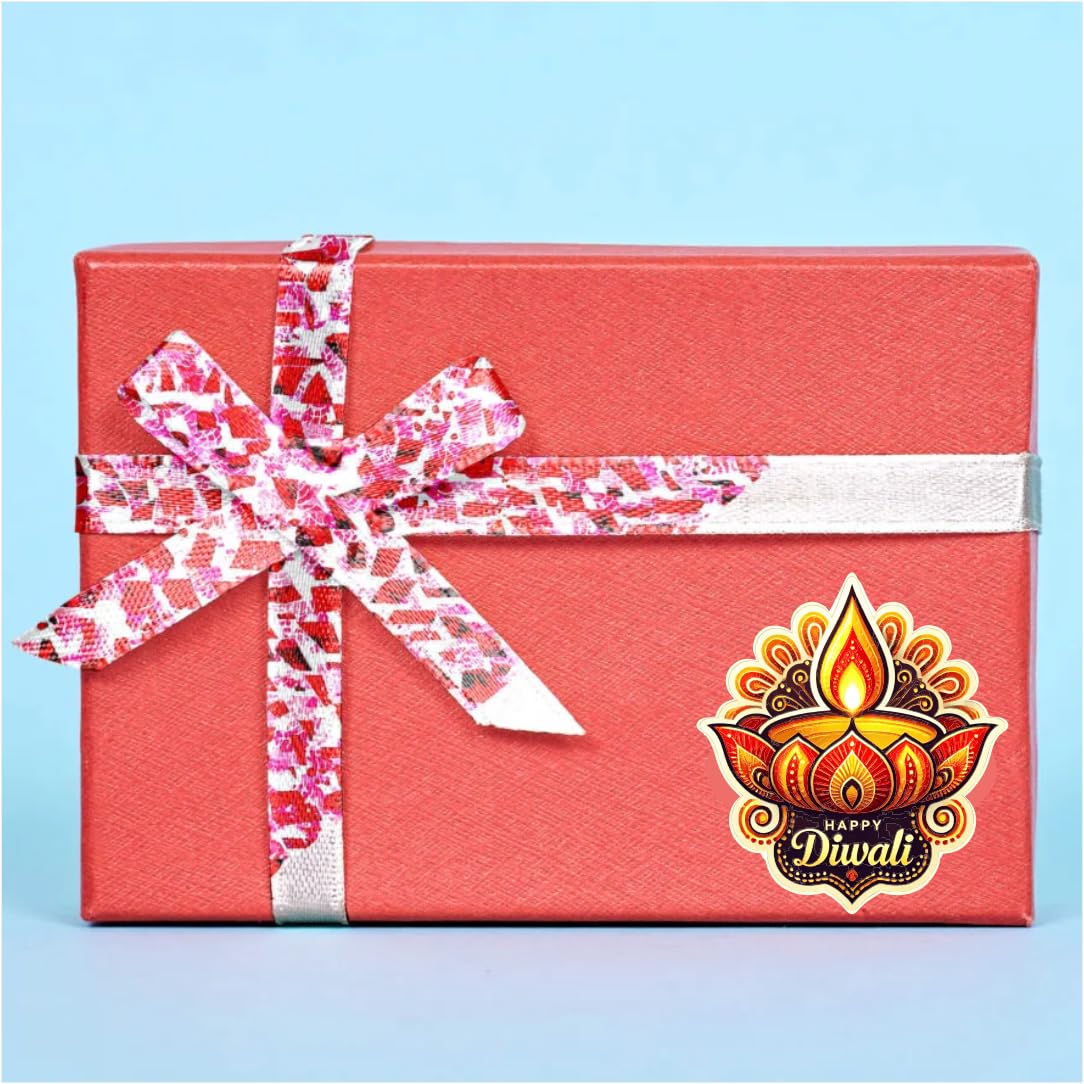 Happy Diwali Diya Shape Decorative Stickers 