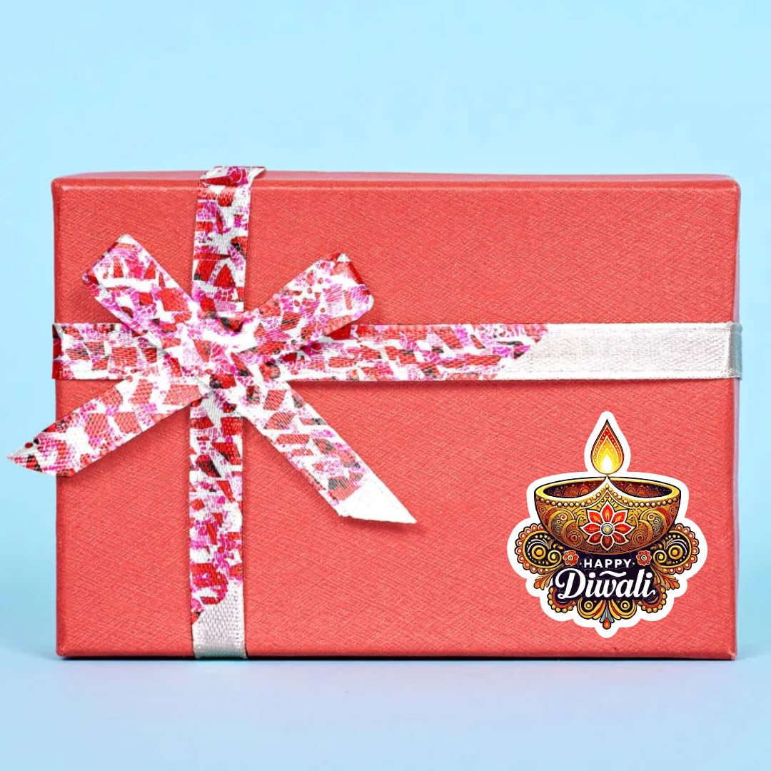 Happy Diwali Diya Shape Decorative Stickers 
