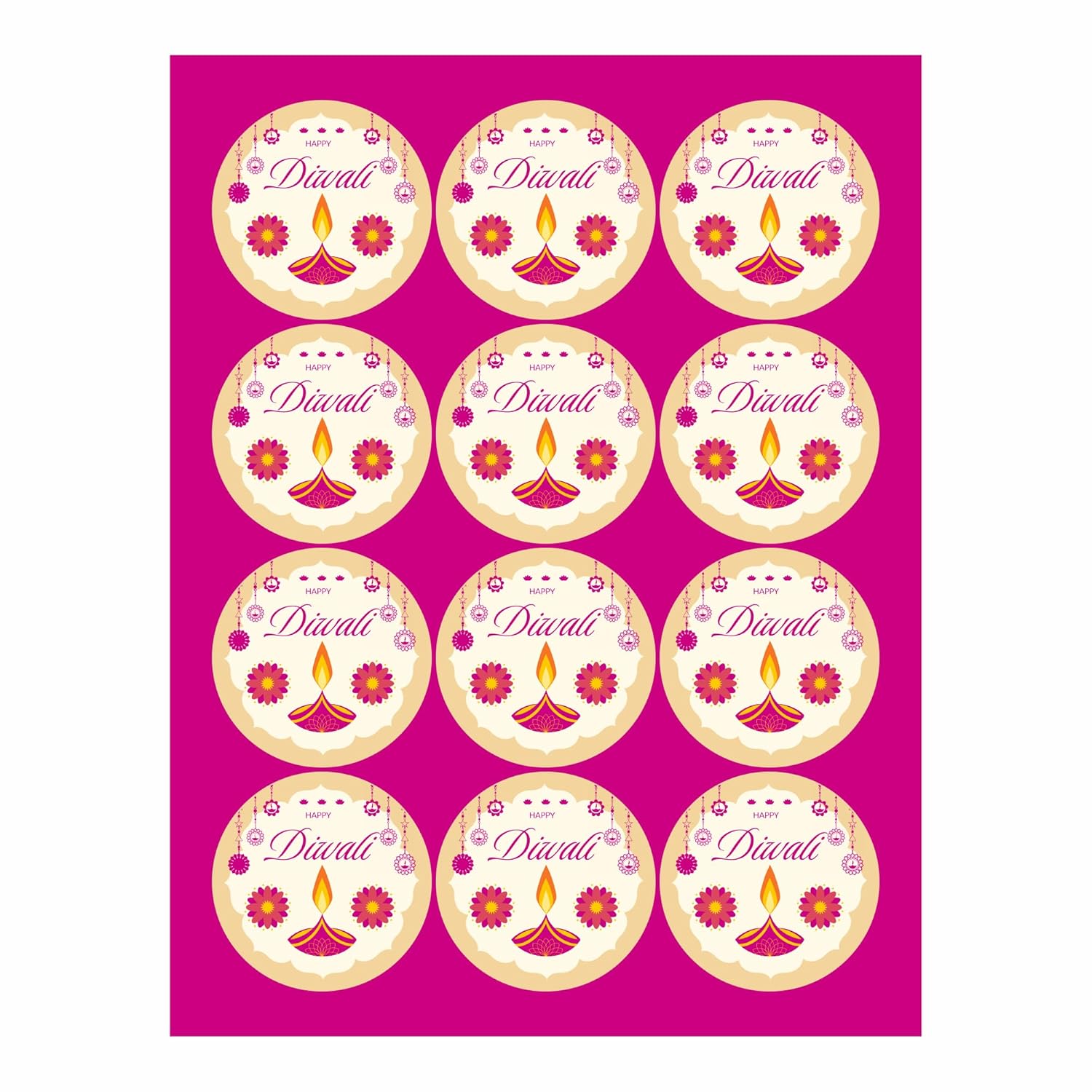 Happy Diwali Round Decorative Stickers