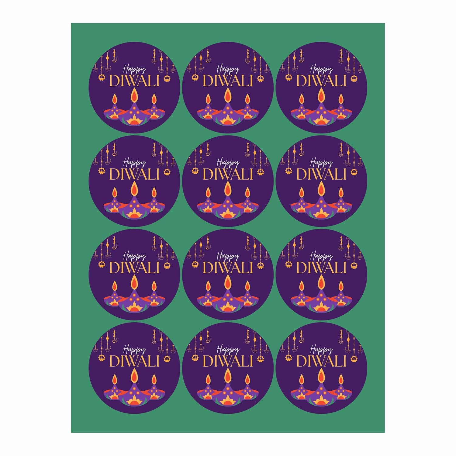 Happy Diwali Round Decorative Stickers 