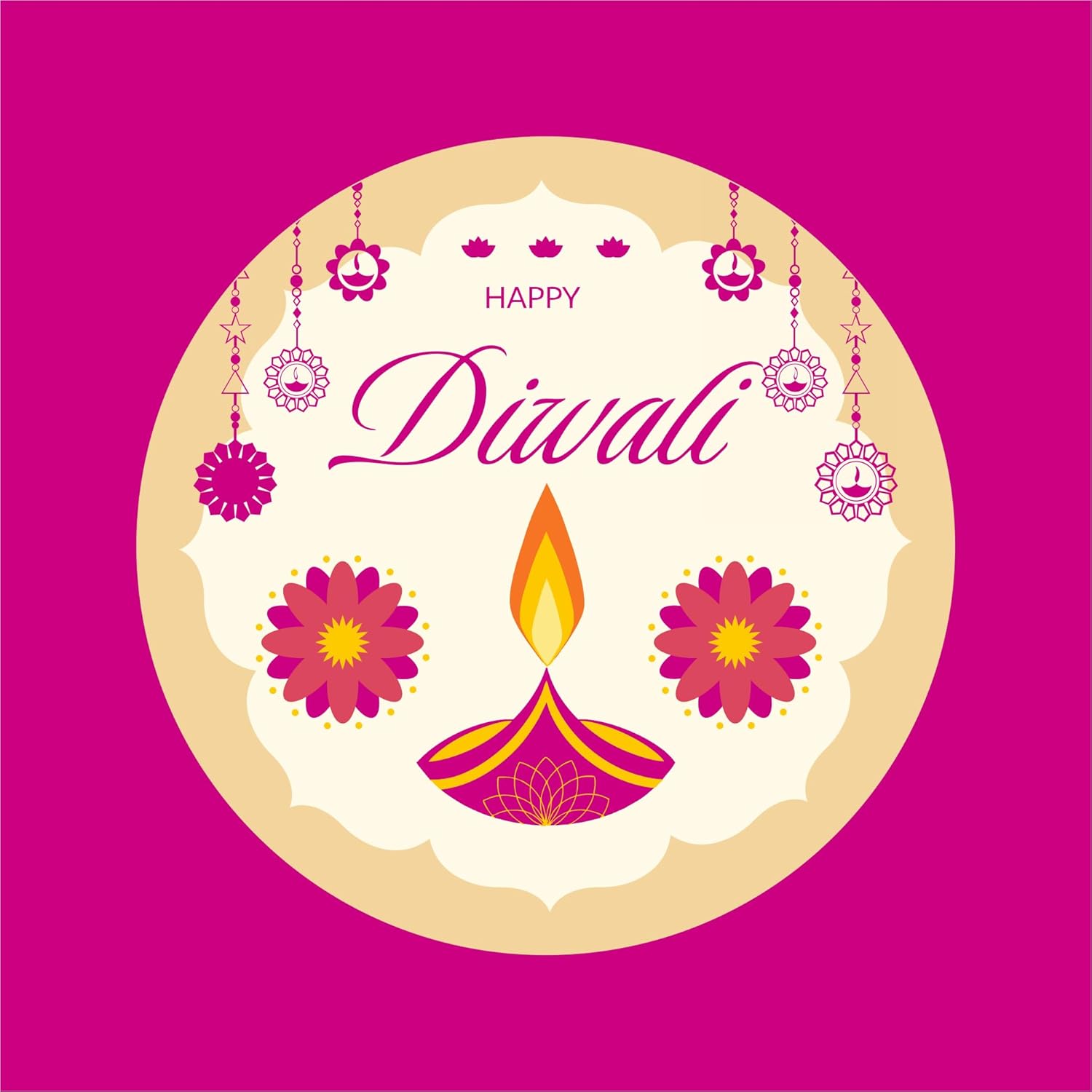 Happy Diwali Round Decorative Stickers 