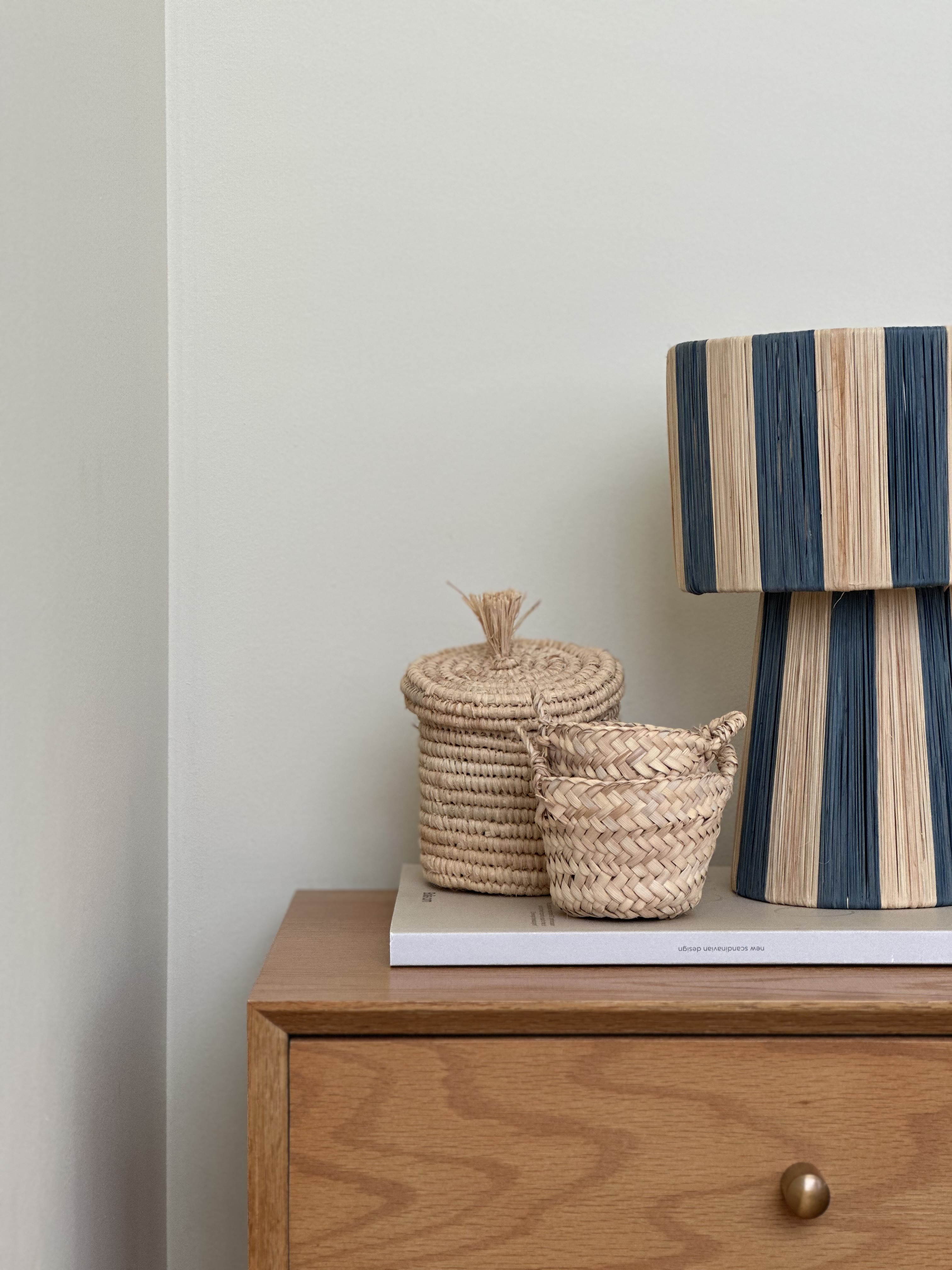 Lampara de rafia blue