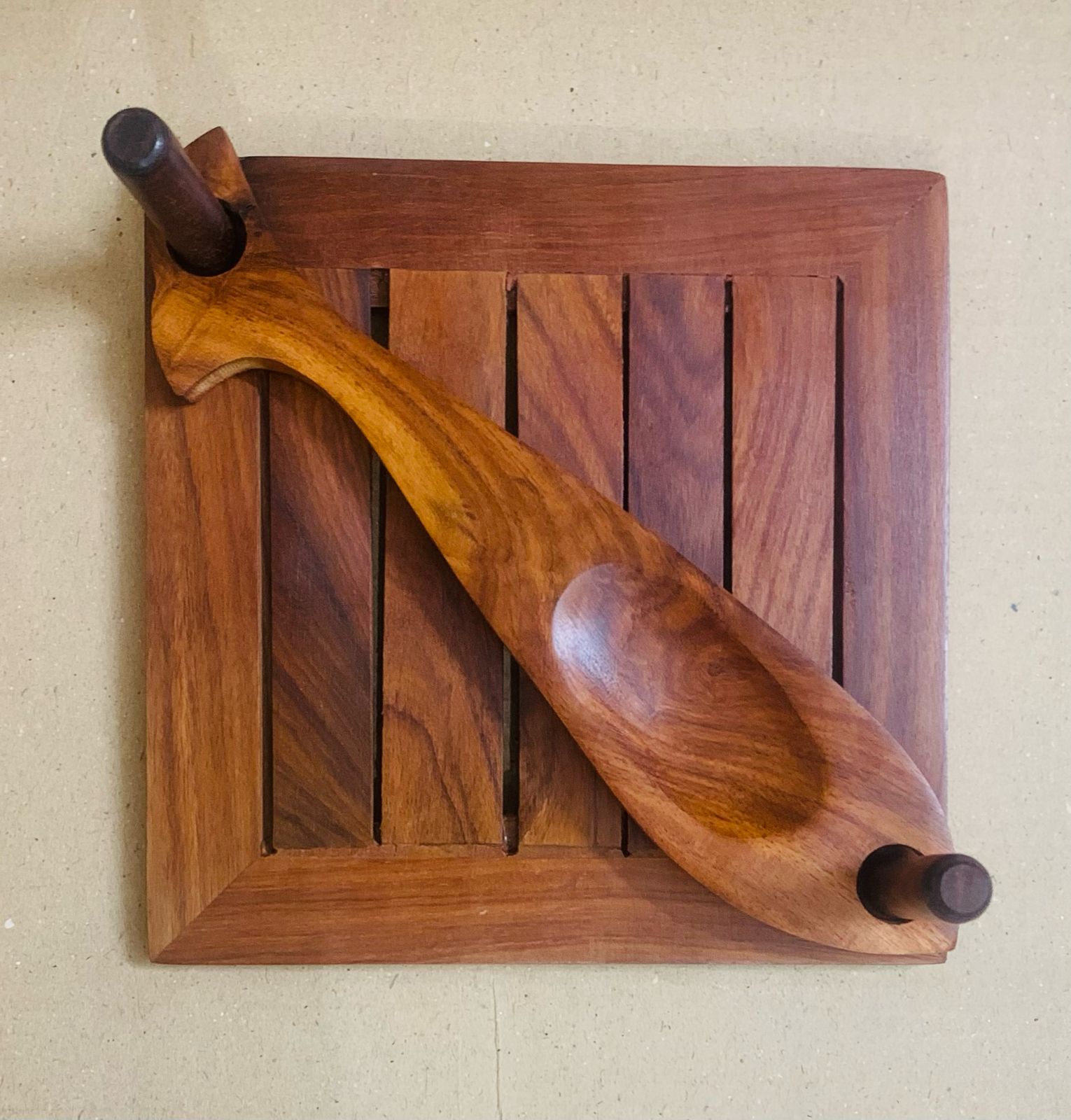 Handcrafted Wooden Ladle with Wall Mount