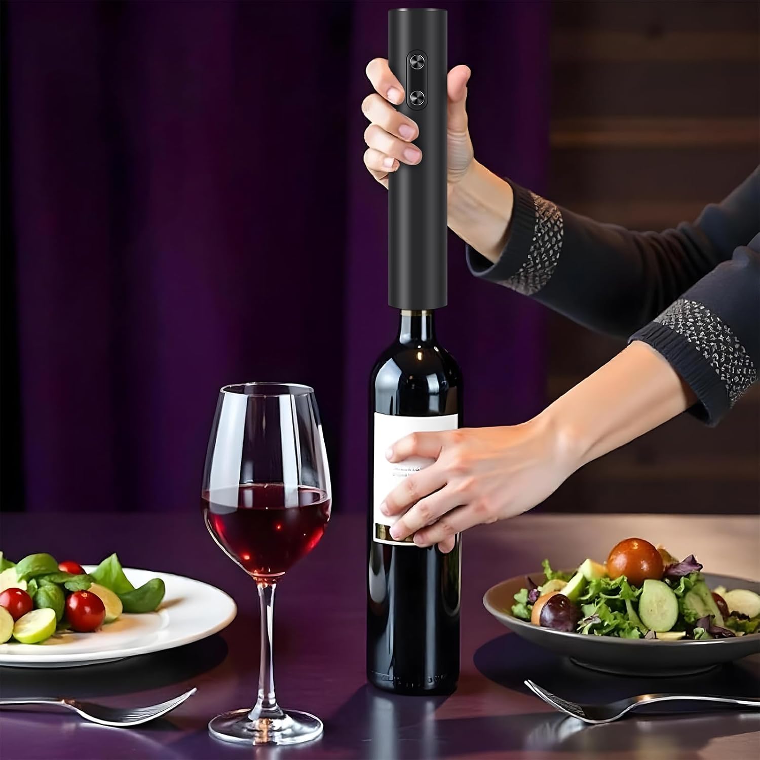 Electric Wine Opener, electric Wine Bottle Opener with Foil Cutter, automatic Wine Opener for Home Kitchen Party Bar Restauran, gif for Wine Lovers