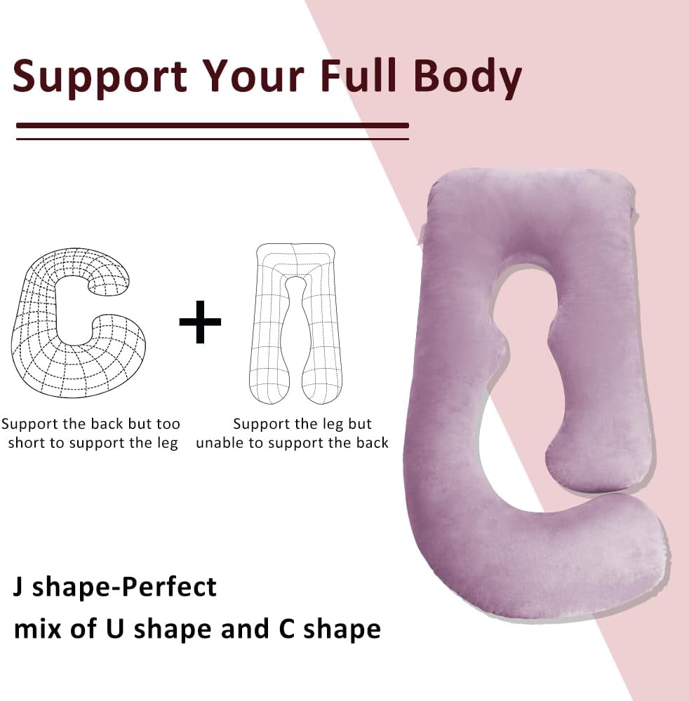 Chilling Home Pregnancy Pillows, Pregnancy Pillows for Sleeping U Shaped Full Body Pillow Maternity Pillow 58 inch, Pregnant Women Must Have with Removable Cover, Pink
