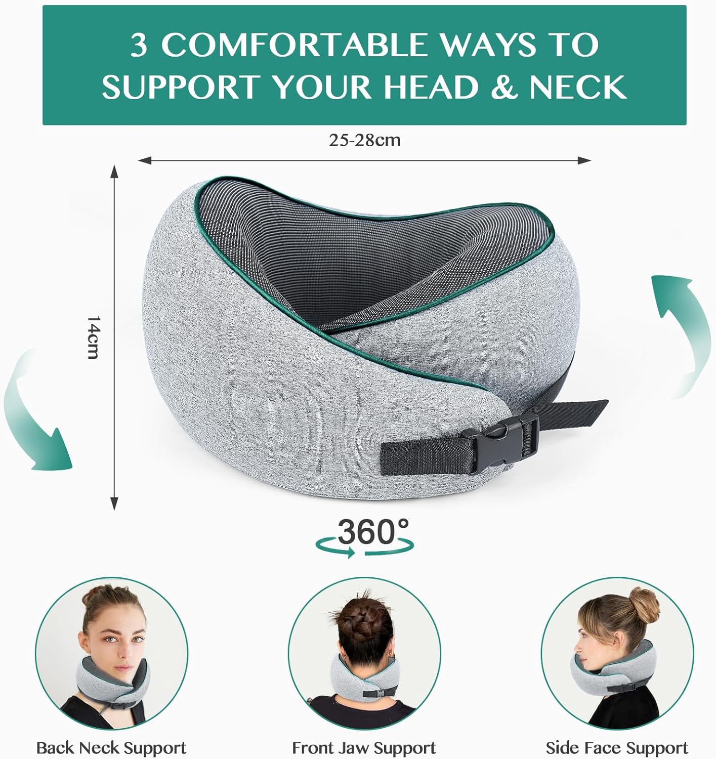 YIMICZSH Neck Travel Pillow, Comfort Memory Foam Airplane Pillow, Compact & Ergonomic Design for Travel, Driving, and Home Use, Suitable for Adults and Kids(Green)