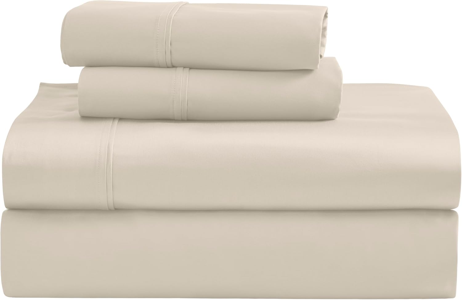 Superior 1200 Thread Count Egyptian Cotton Sheet Set, Bedroom Sheets, Modern Home Essentials, Luxury Bedding, 1 Elastic Deep Pocket Fitted Bed Sheet, 1 Flat Sheet, 2 Pillowcases, King, Ivory