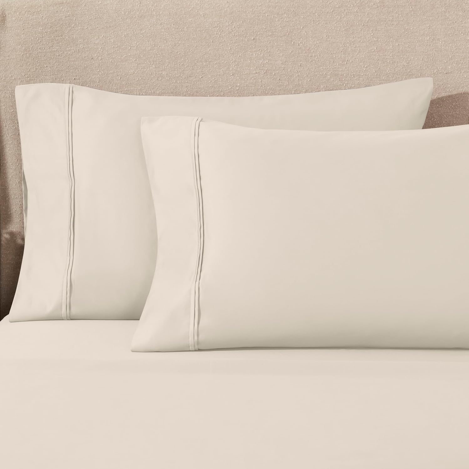 Superior 1200 Thread Count Egyptian Cotton Sheet Set, Bedroom Sheets, Modern Home Essentials, Luxury Bedding, 1 Elastic Deep Pocket Fitted Bed Sheet, 1 Flat Sheet, 2 Pillowcases, King, Ivory