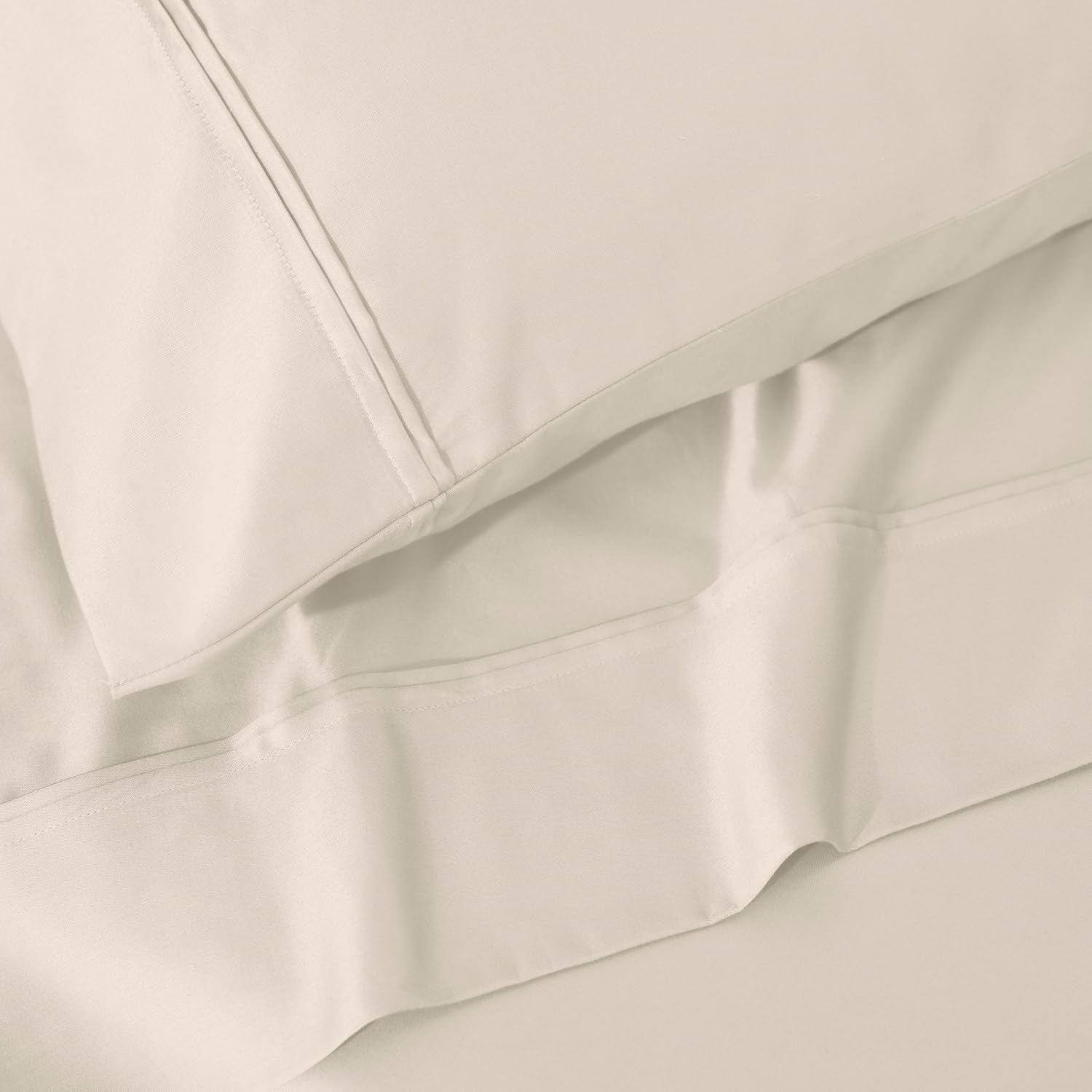 Superior 1200 Thread Count Egyptian Cotton Sheet Set, Bedroom Sheets, Modern Home Essentials, Luxury Bedding, 1 Elastic Deep Pocket Fitted Bed Sheet, 1 Flat Sheet, 2 Pillowcases, King, Ivory