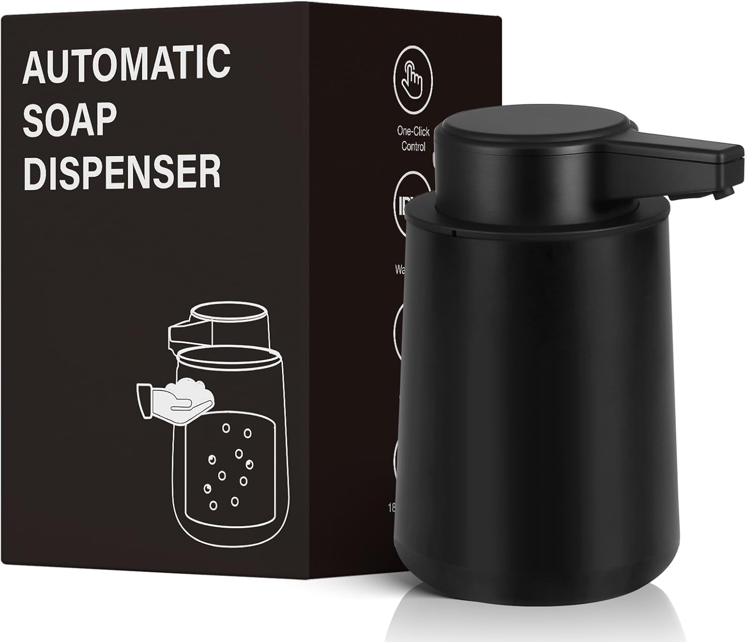 Automatic Soap Dispenser Liquid for Bathroom: 9 OZ Touchless Plastic Black 3-Level Adjustable Modern Auto Soap Dispenser for Kitchen - Hand Dish Lotion Home Countertop Kids Family