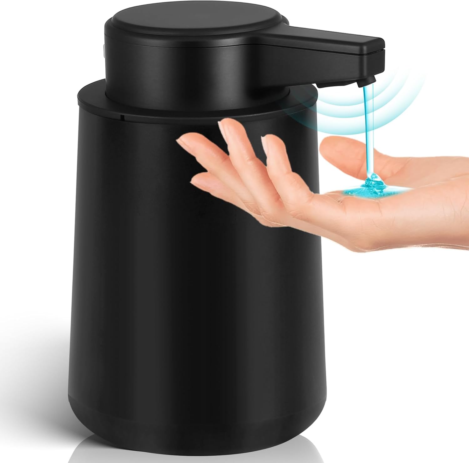 Automatic Soap Dispenser Liquid for Bathroom: 9 OZ Touchless Plastic Black 3-Level Adjustable Modern Auto Soap Dispenser for Kitchen - Hand Dish Lotion Home Countertop Kids Family