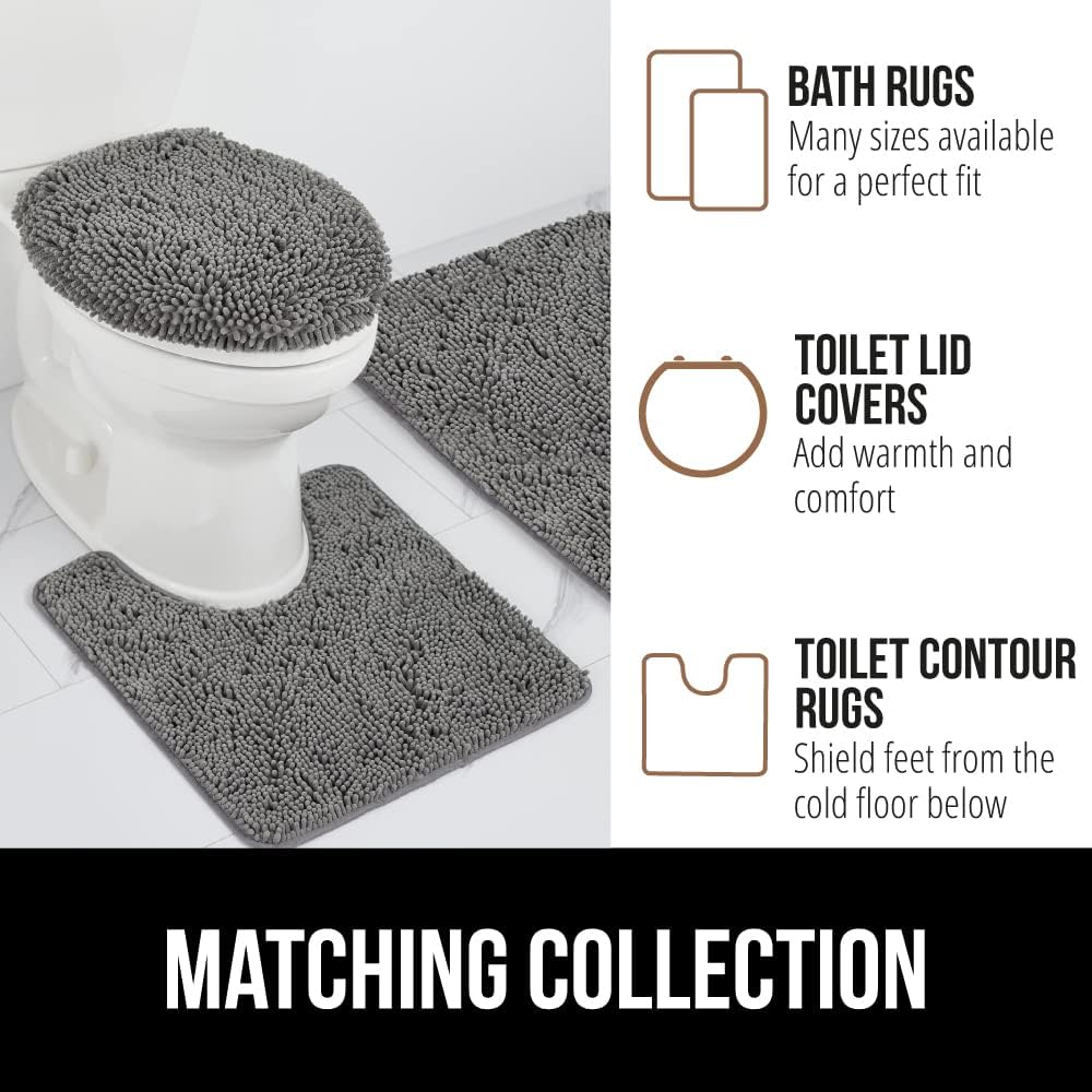 Gorilla Grip Bath Rug Mat 30x20, Thick Soft Absorbent Chenille, Quick Dry Microfiber Mats, Rubber Backing Machine Washable Shower Floor Rugs, Bathmat Runner, Bathroom Home Decor Accessories, Grey