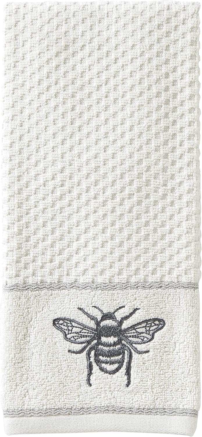 SKL Home Farmhouse Bee Hand Towel Set, White 16x25