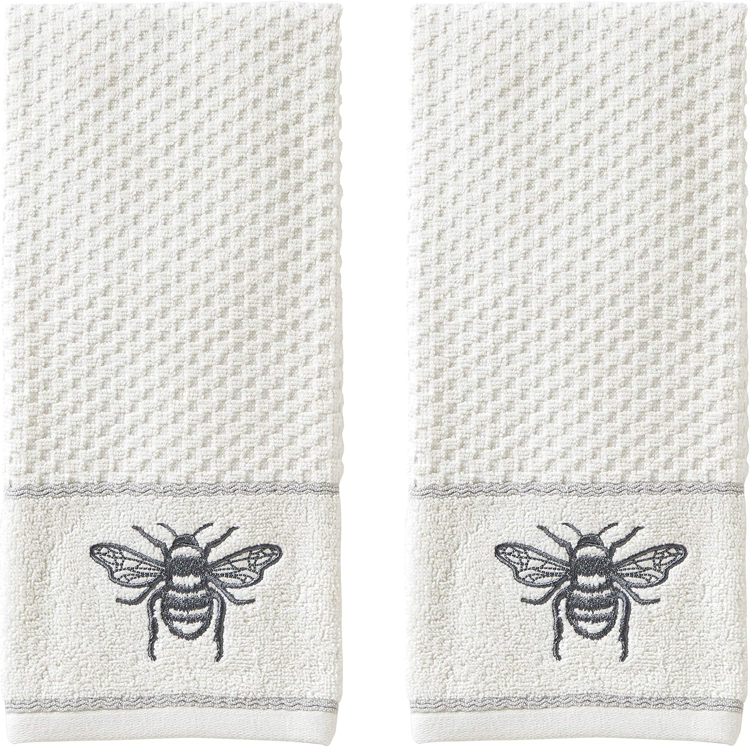 SKL Home Farmhouse Bee Hand Towel Set, White 16x25