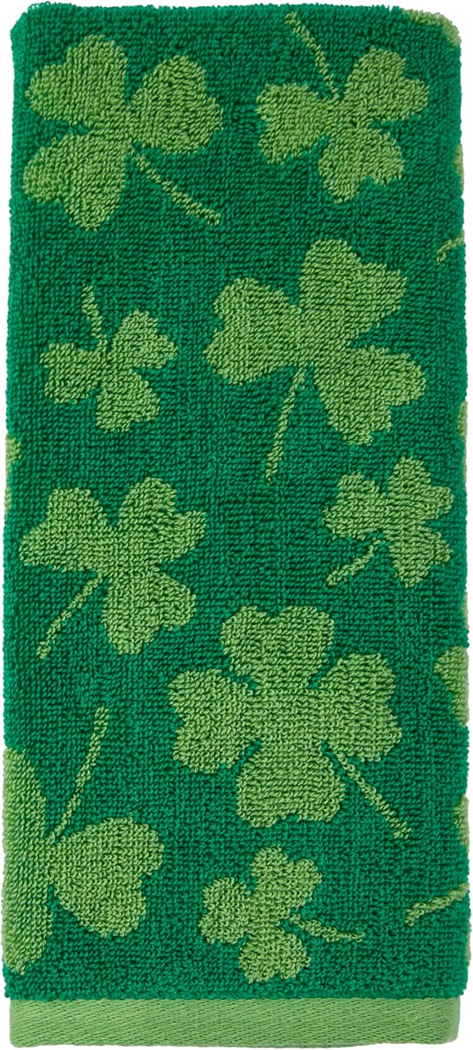 SKL Home St. Patrick's Shamrock Hand Towel 2pc Set for Bath/Kitchen/Bar & Gift, Green