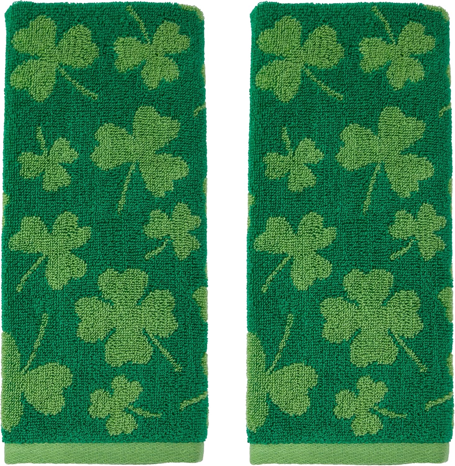 SKL Home St. Patrick's Shamrock Hand Towel 2pc Set for Bath/Kitchen/Bar & Gift, Green