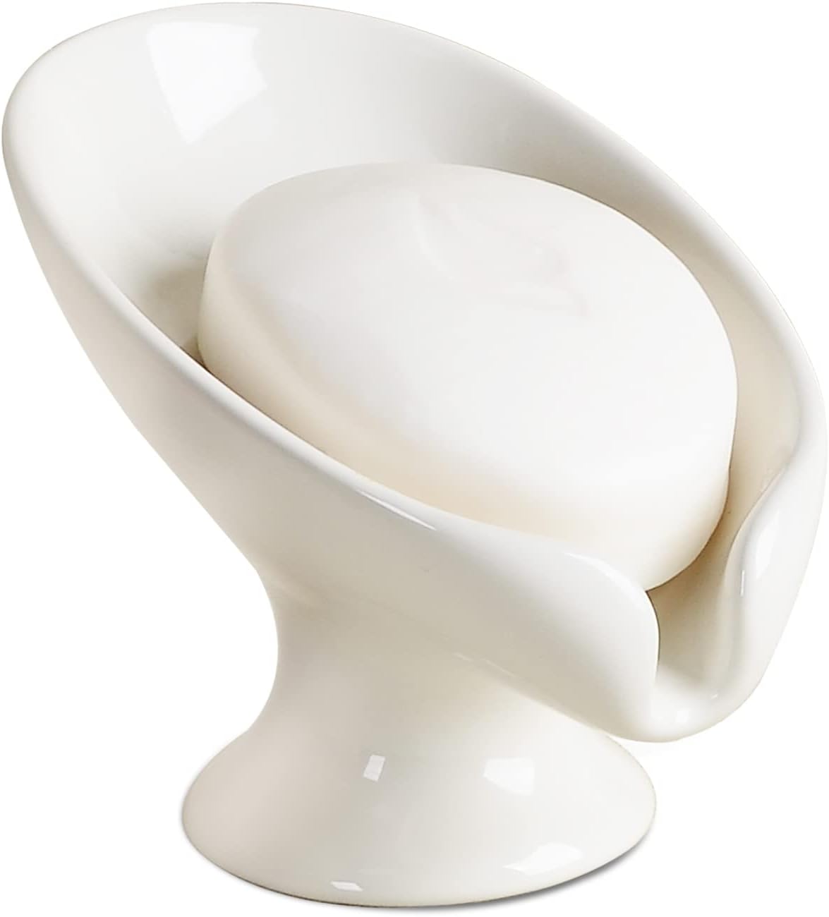 ANTIS'S HOME Ceramic Soap Dish, Leaf-Shape, Cream White, Bathroom & Kitchen