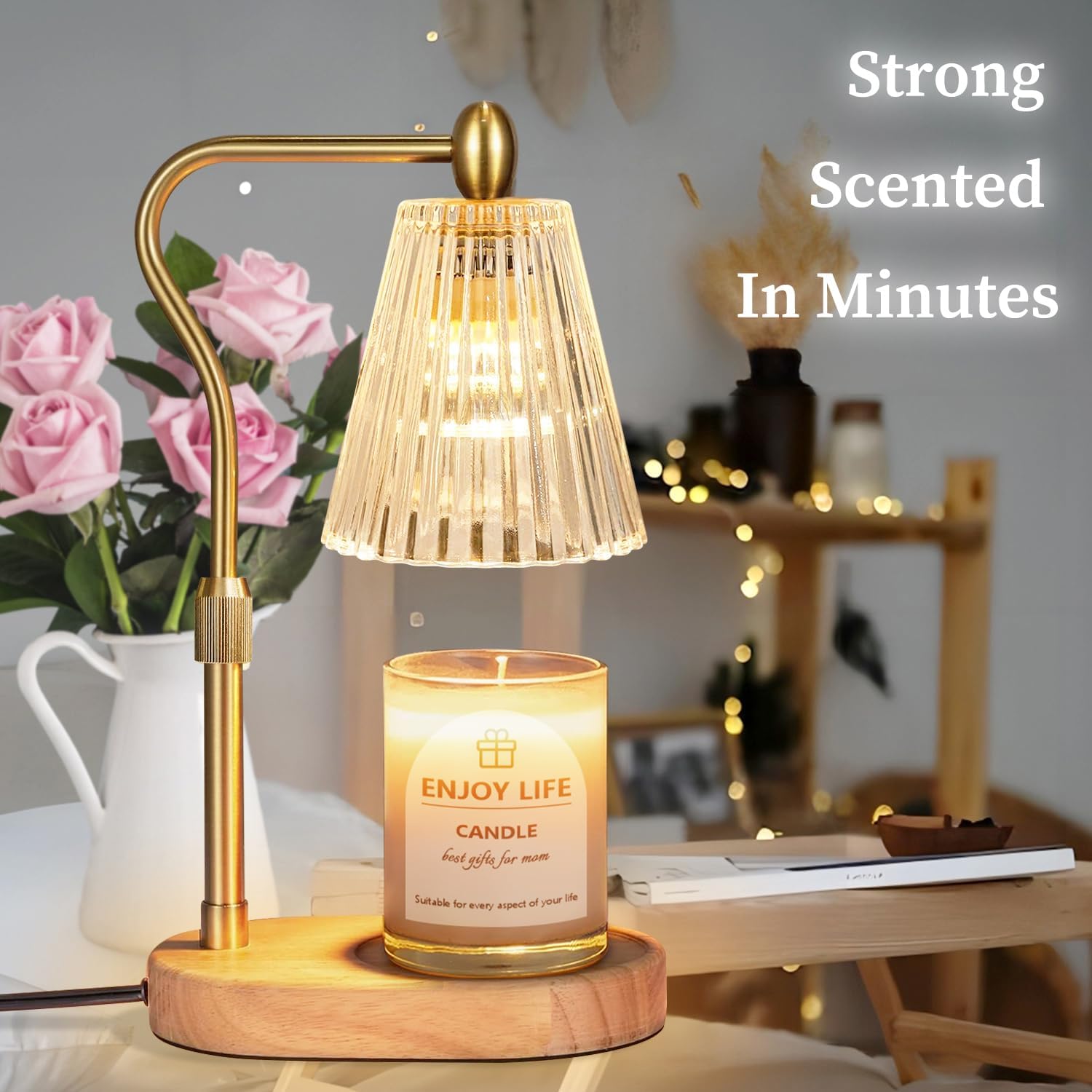 Candle Warmer Lamp with Timer Dimmer Adjustable Height for New Home Bedroom,Birthday Gifts for Women,Vintage Home Decor for Scented Jar