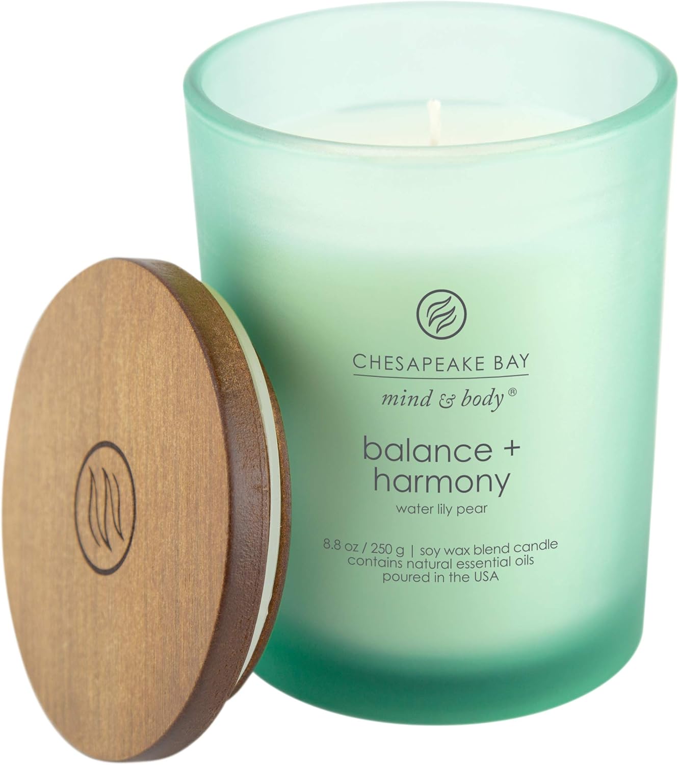 Chesapeake Bay Balance + Harmony Scented Candle, Water Lily Pear Fragrance, 50 Hours Burn Time, Warm & Decorative, Soy Wax Blend