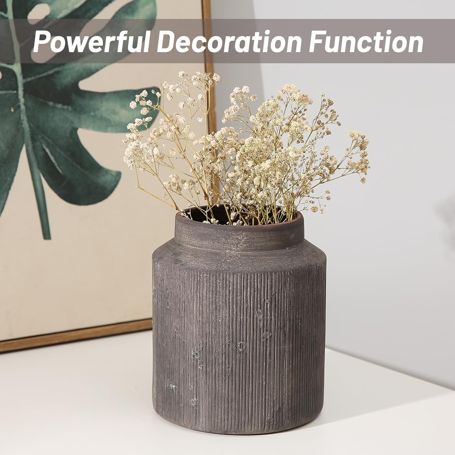 Farmhouse Vase for Home Decor, Terracotta Vase, Rustic Vase, and Vintage vase. Vintage Flower Vase Suitable for Home Decor, Living Room, Shelf Decor, Dining Table Decor, 6.1IN. ZSHLXM