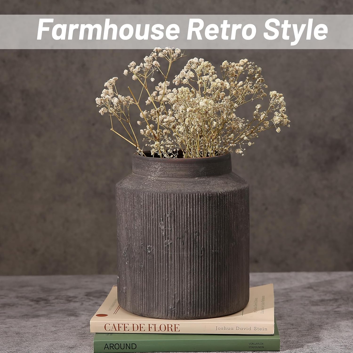 Farmhouse Vase for Home Decor, Terracotta Vase, Rustic Vase, and Vintage vase. Vintage Flower Vase Suitable for Home Decor, Living Room, Shelf Decor, Dining Table Decor, 6.1IN. ZSHLXM