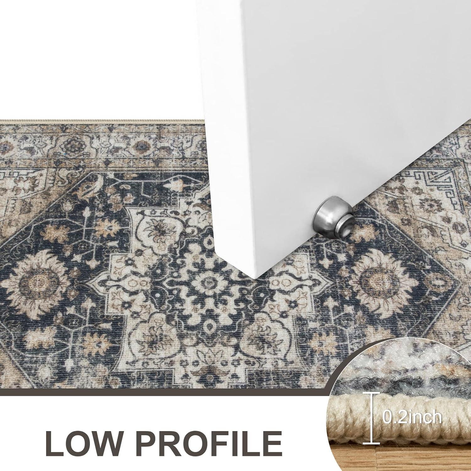 Collive Washable Indoor Doormat, Non Slip Retro Floor Mat 20"x32" Small Rug Quick Absorbent Entrance Rug Distressed Black/Multi Front Door Mat, Welcome Mats Entryway Doormat for Kitchen Home Patio