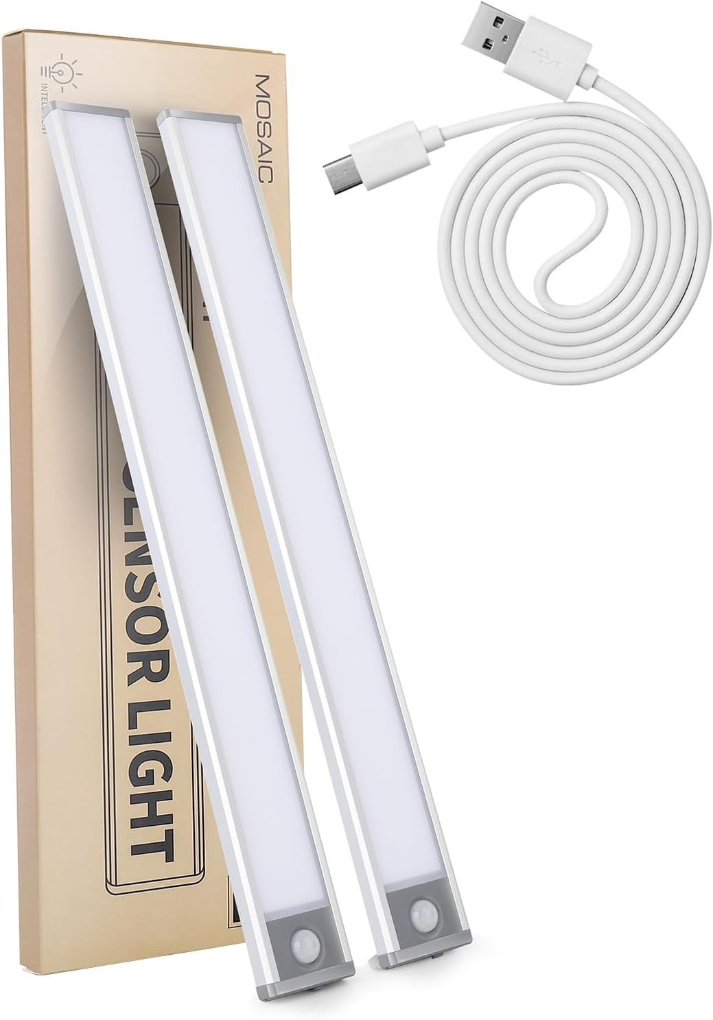 Bright 70LED Rechargeable Closet Lights Motion Sensor Night Light Cordless for Kitchen Counter, Pantry, Under Cabinet. 6000k Cool White Lighting. Built-in Long Lasting 2000mAh Battery Powered