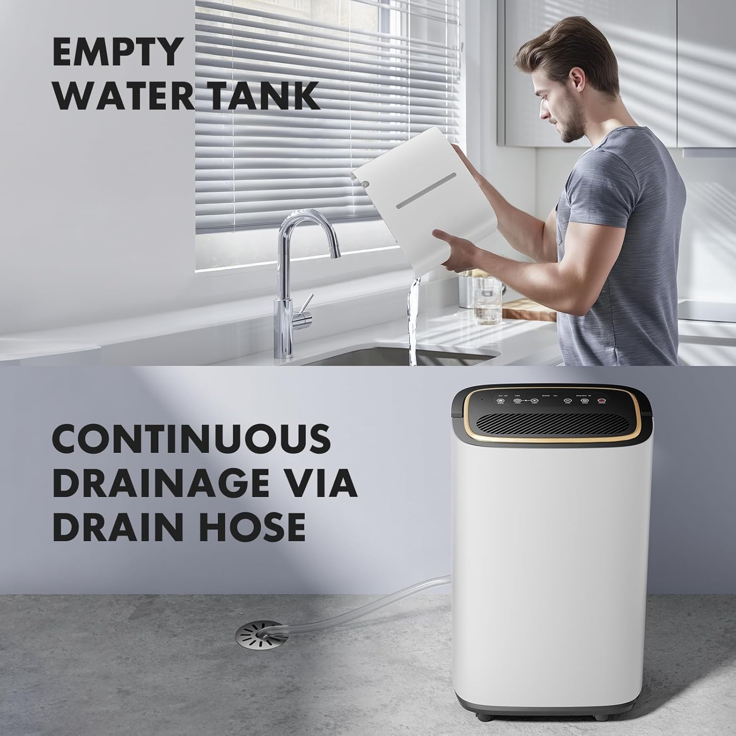 Sweetcrispy 4,500 Sq.Ft Energy Star Dehumidifier for Basement with Drain Hose, 50 Pint Portable Dehumidifiers for Home Bedroom Bathroom Large Room, Powerful Moisture Removal and Humidity Control