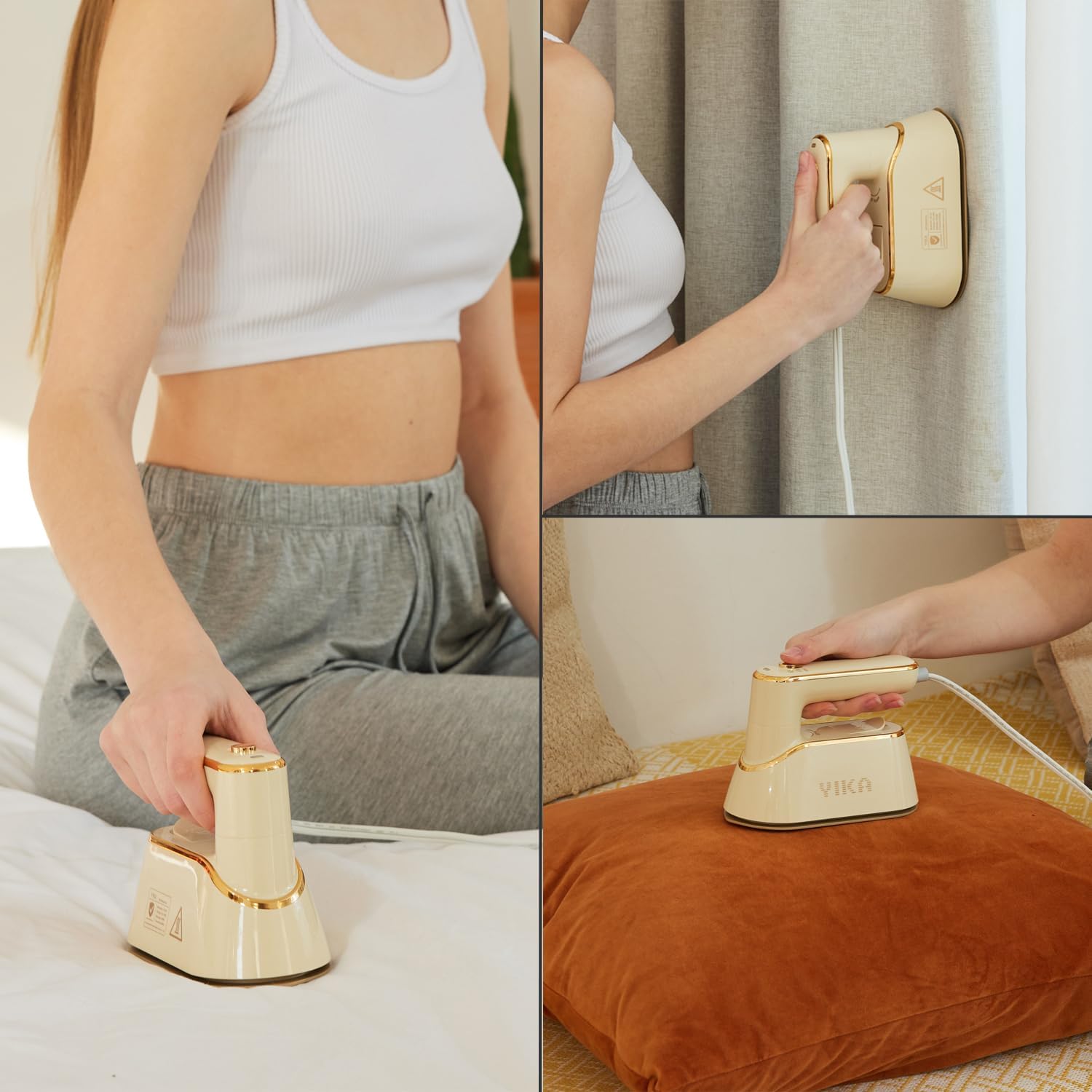 YIKA Travel Steamer for Clothes, Press & Steam 2-in-1 Iron and Steamer, Ceramic Soleplate, Portable Garment Clothing Wrinkle Remover, 25s Heat Up, Compact Design for Travel, Home and Office