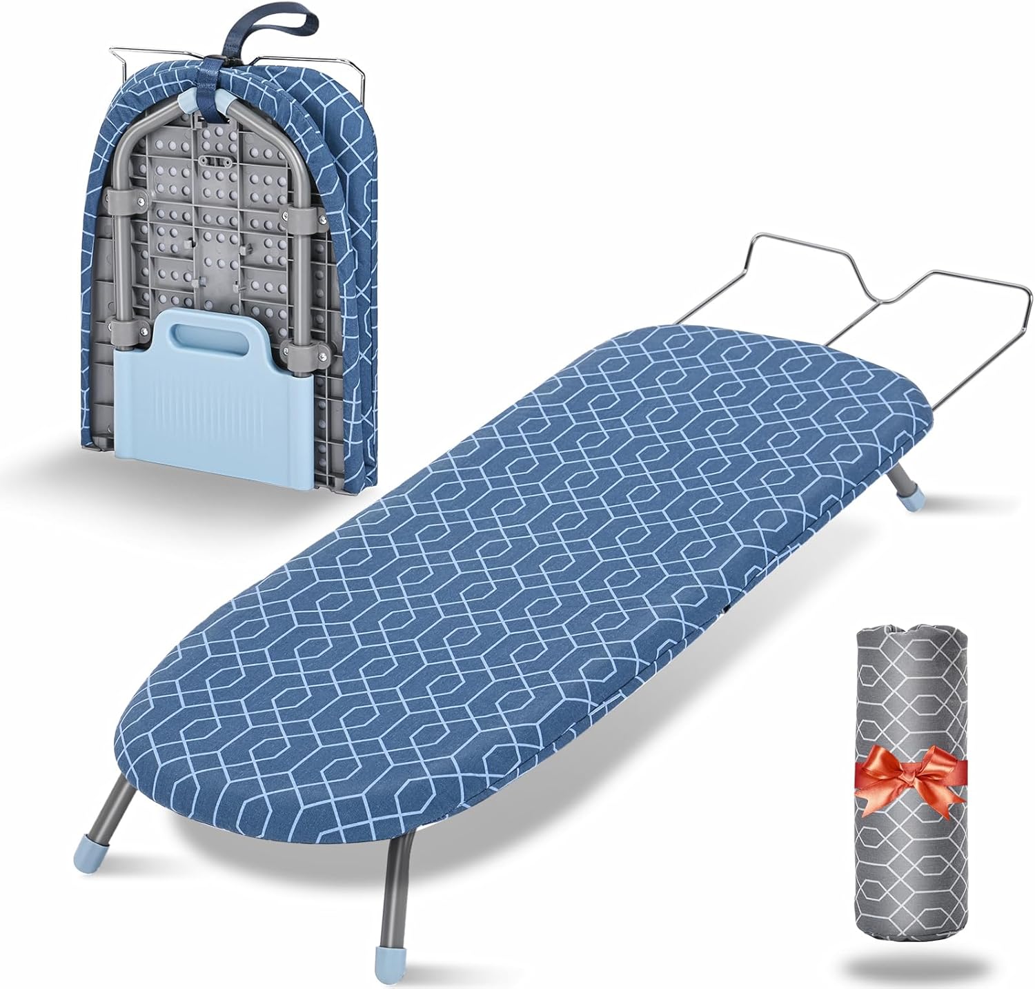APEXCHASER Tabletop Ironing Board with Iron Rest, Tabletop Small Ironing Board with 2 Heat Resistant Ironing Cover, Portable Tabletop Ironing Board wiht Non-Slip Feet for Home Travel Use