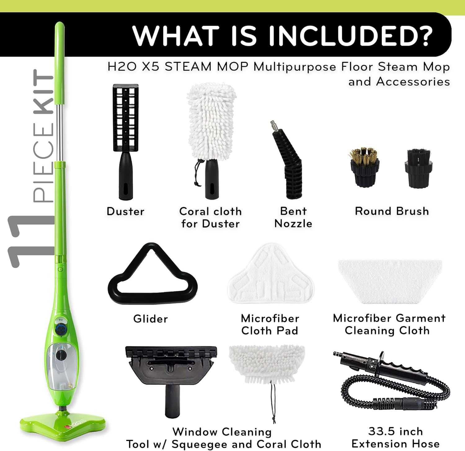 H2O MOP® X5 Steam Mop and Handheld Steam Cleaner For Cleaning Hardwood and Kitchen Tile Floors, Grout Cleaner, Upholstery Cleaner and Carpets