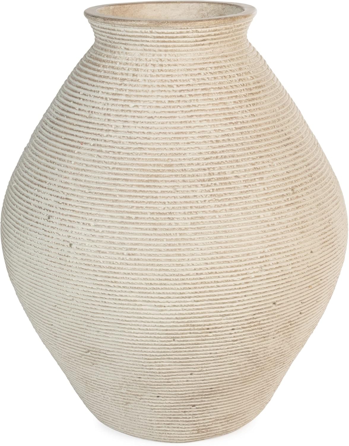 Signature Design by Ashley Hannela 12" Modern Distressed Polyresin Vase, Antique Tan