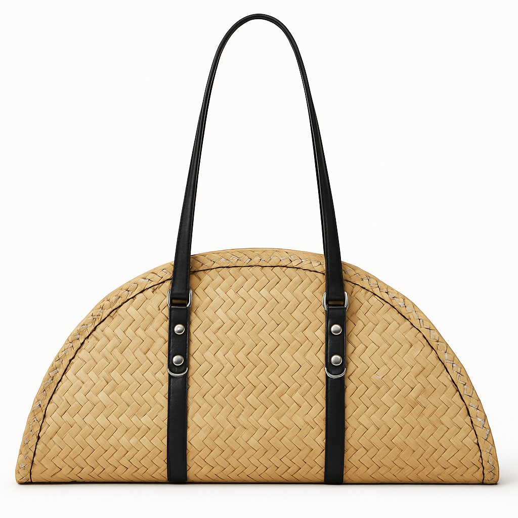Soleil slice - Sac Demi-Lune en Rotin Fait Main, Boho-Chic et Éco-Responsable