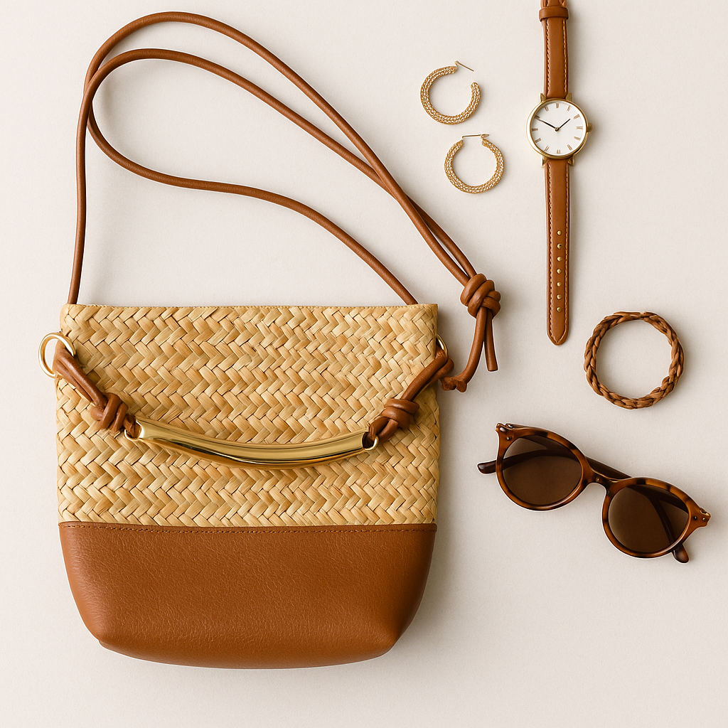 WOVEN KISS – Petit Sac Raphia pour la Ville