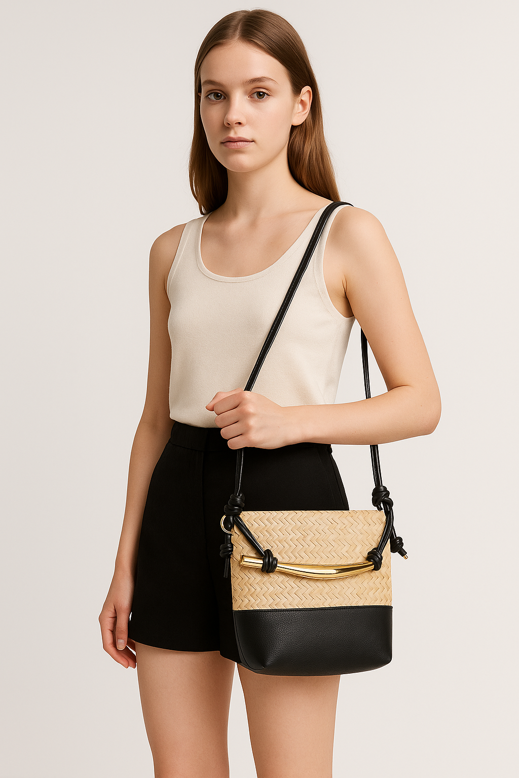 WOVEN KISS – Petit Sac Raphia pour la Ville