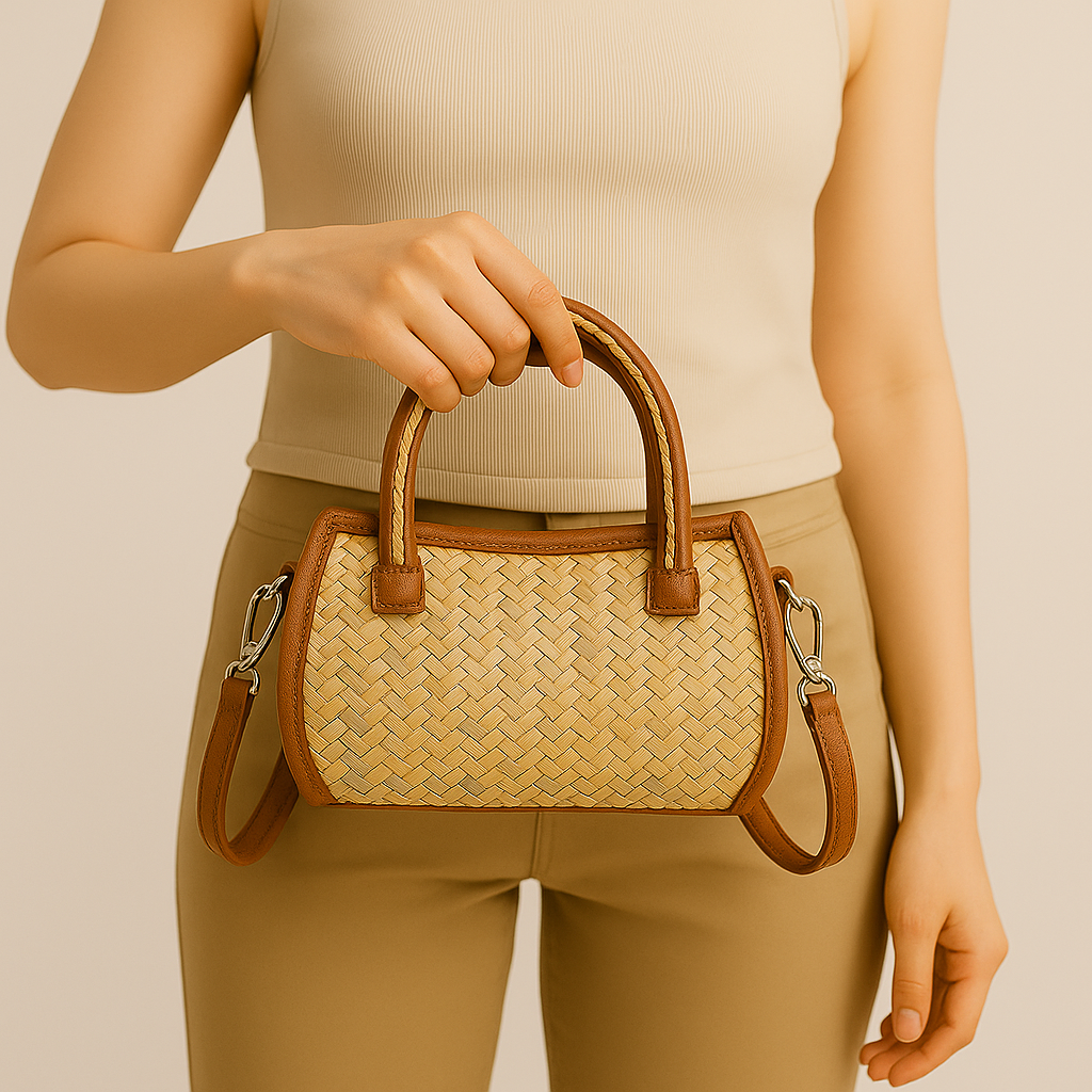 Sac Rotin Urbain– Élégance Naturelle pour Filles Nomades