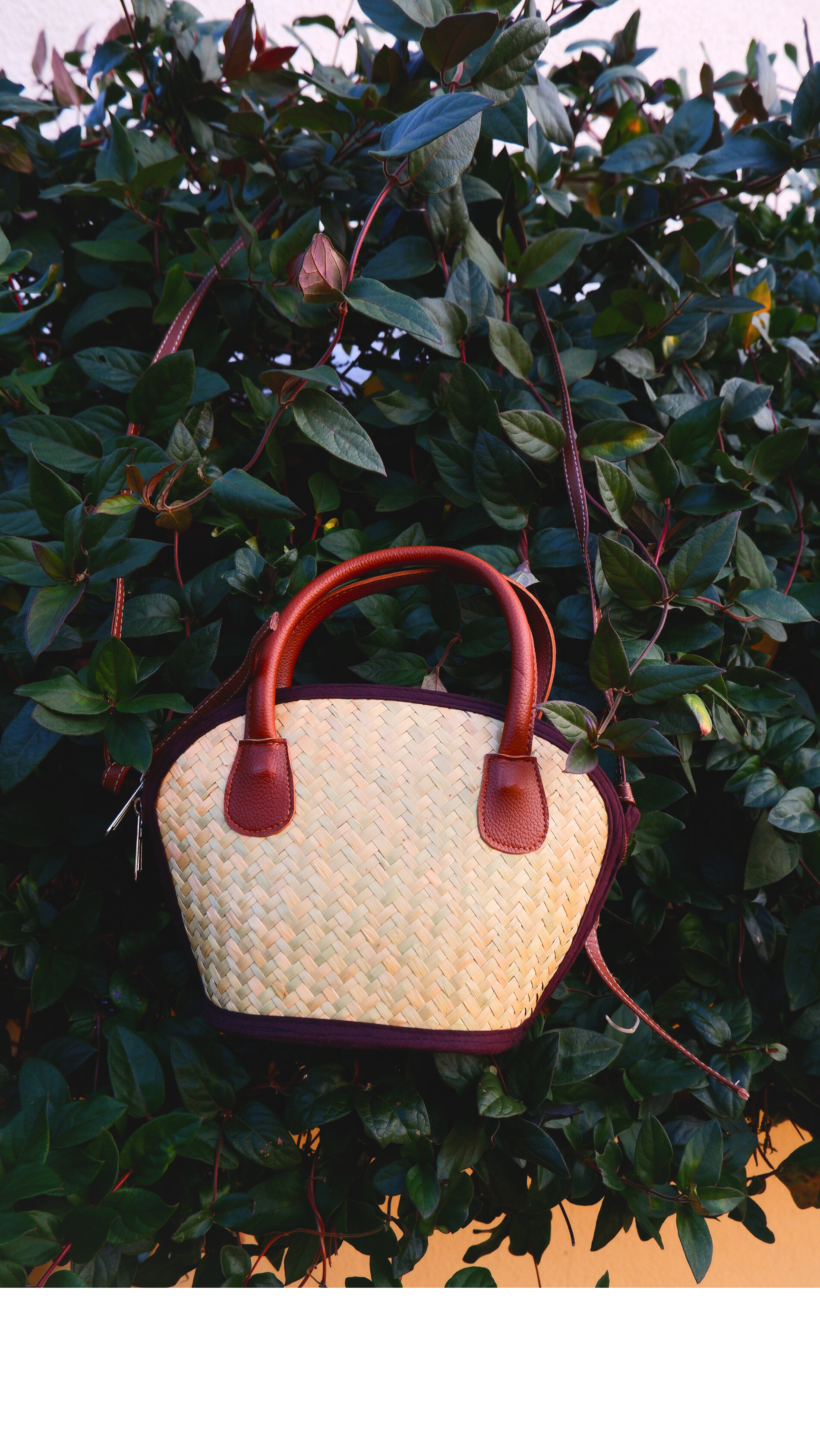 Arc Bohème – Petit Sac à Main en Rotin et Cuir Fait Main