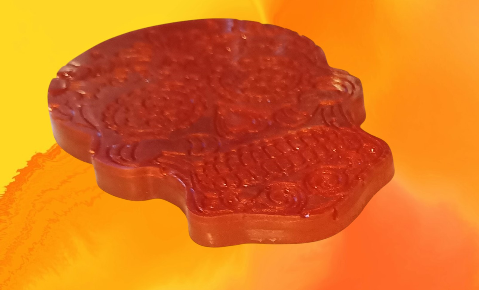 Crâne mexicain couleur poudre cuivré en résine epoxy contient des LED clignotantes intégrées