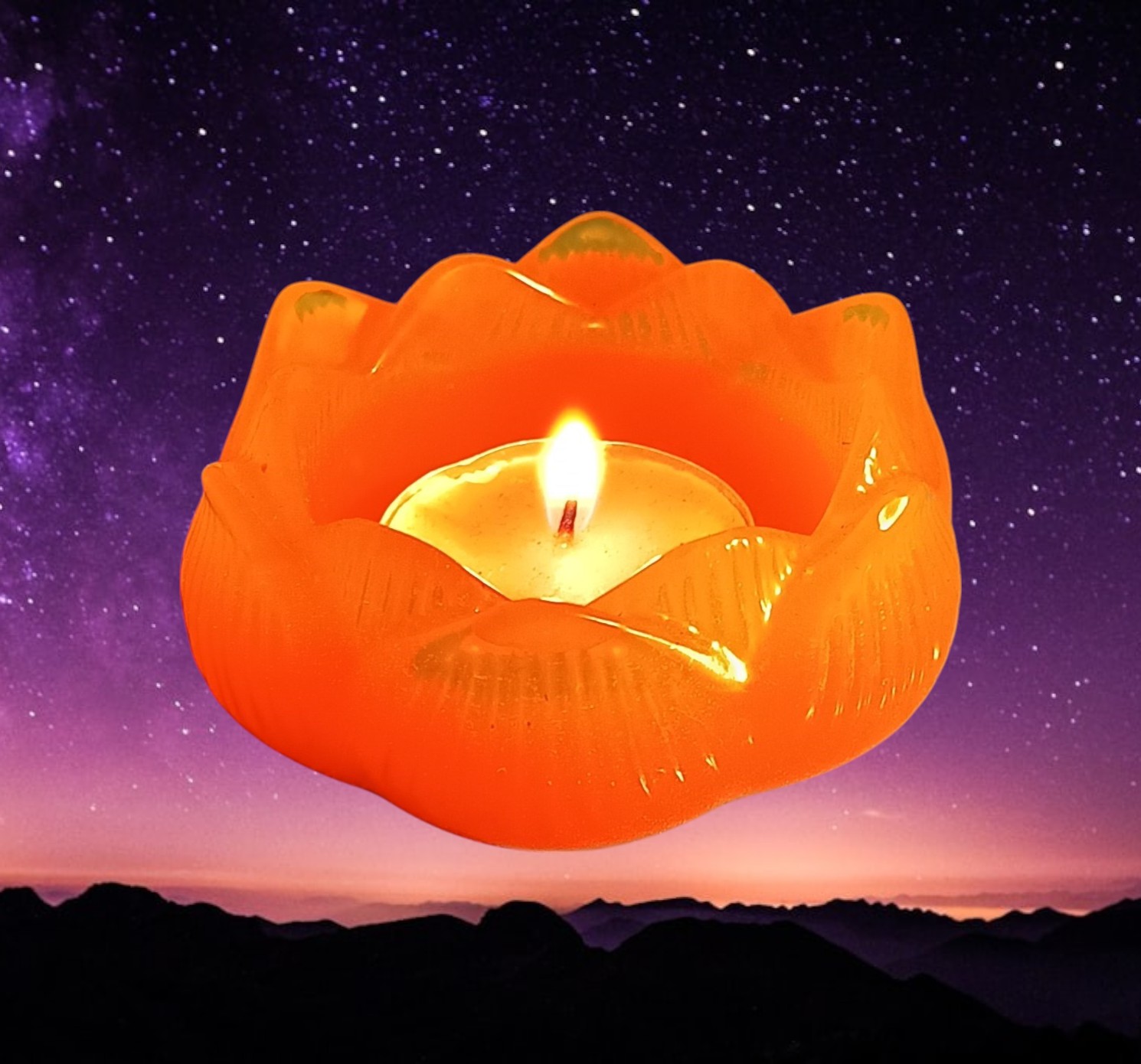 Petit bougeoir orange 100% résine epoxy fait main pièce unique