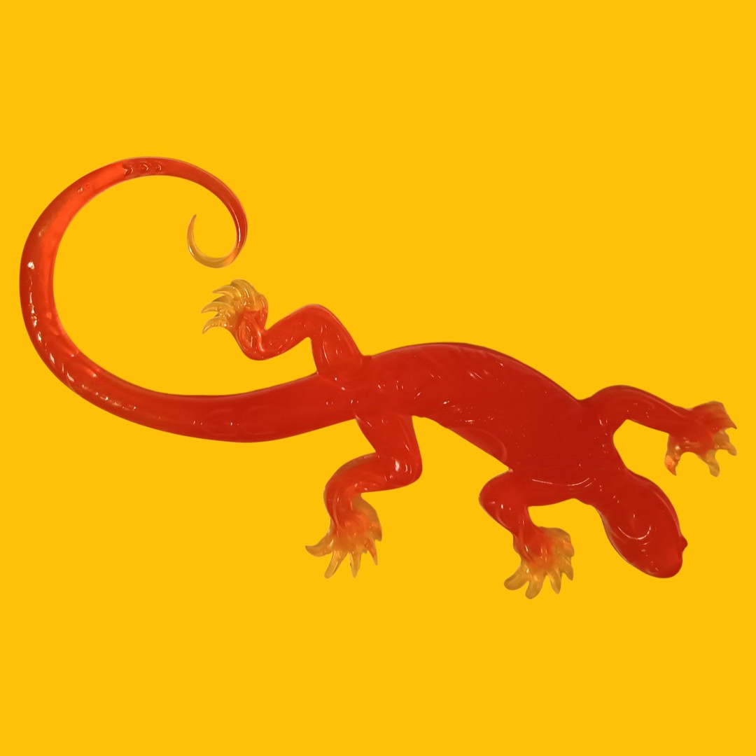 Salamandre de 20cm de longueur rouge, jaune