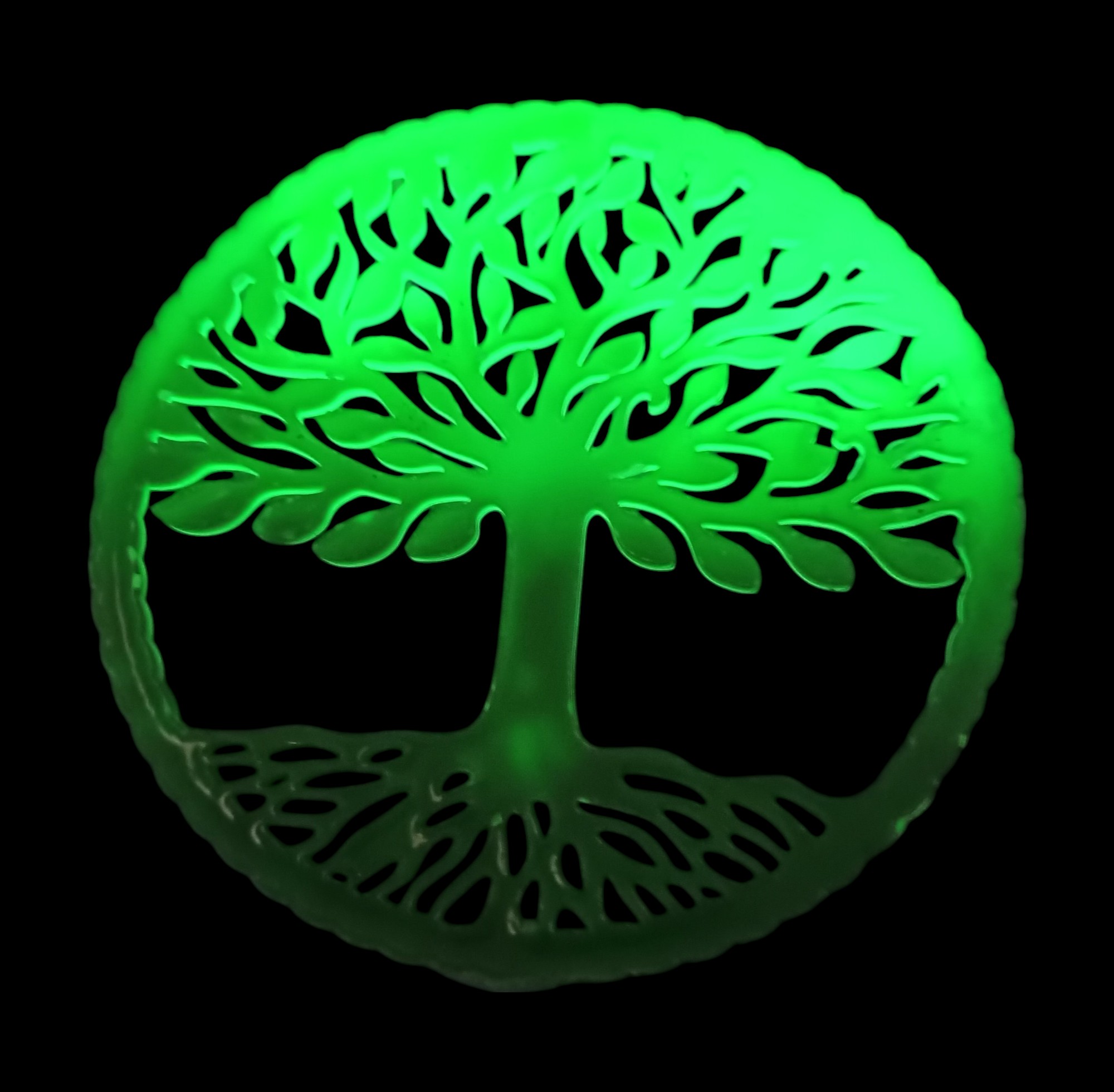 Arbre de vie vert clair dégradé foncé phosphorescent diamètre 20cm