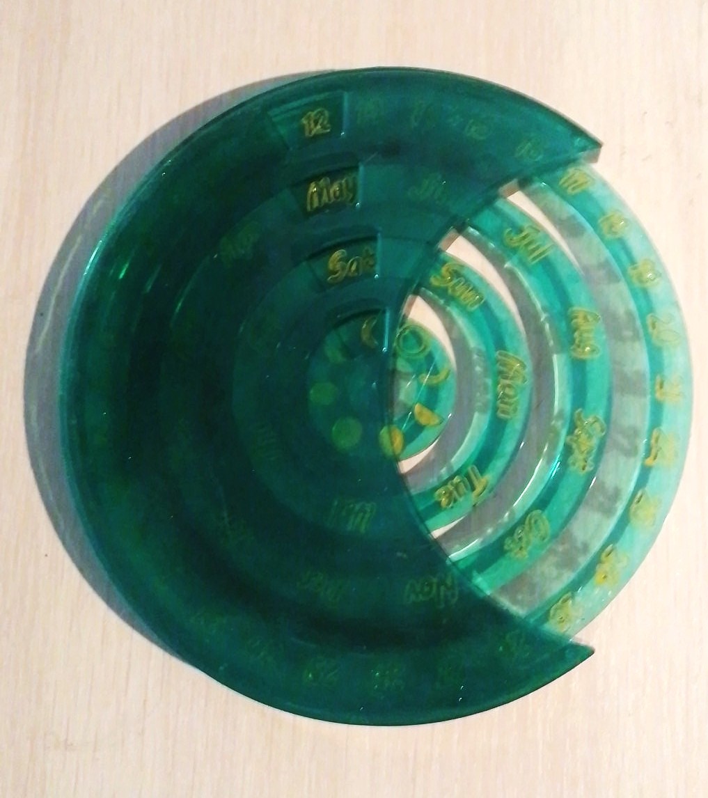 Calendrier lunaire/ ramadan vert en résine époxy à 100%